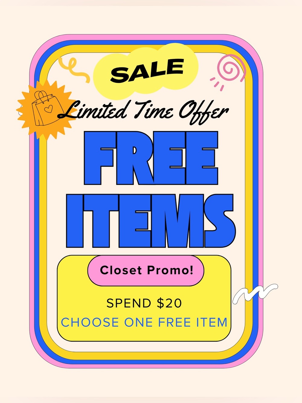 🏷️SALE!▪️FREE Items▪️Choose 1 Free item for every $20 spent in my closet! 💰